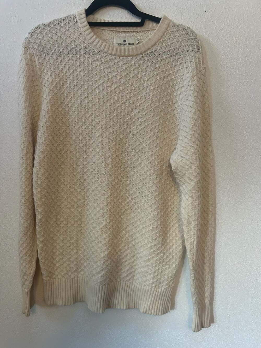 The Normal Brand Textured Knit Crewneck Sweater Size M Cream